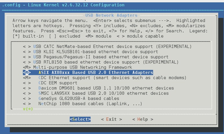 linux usbnet kernel config